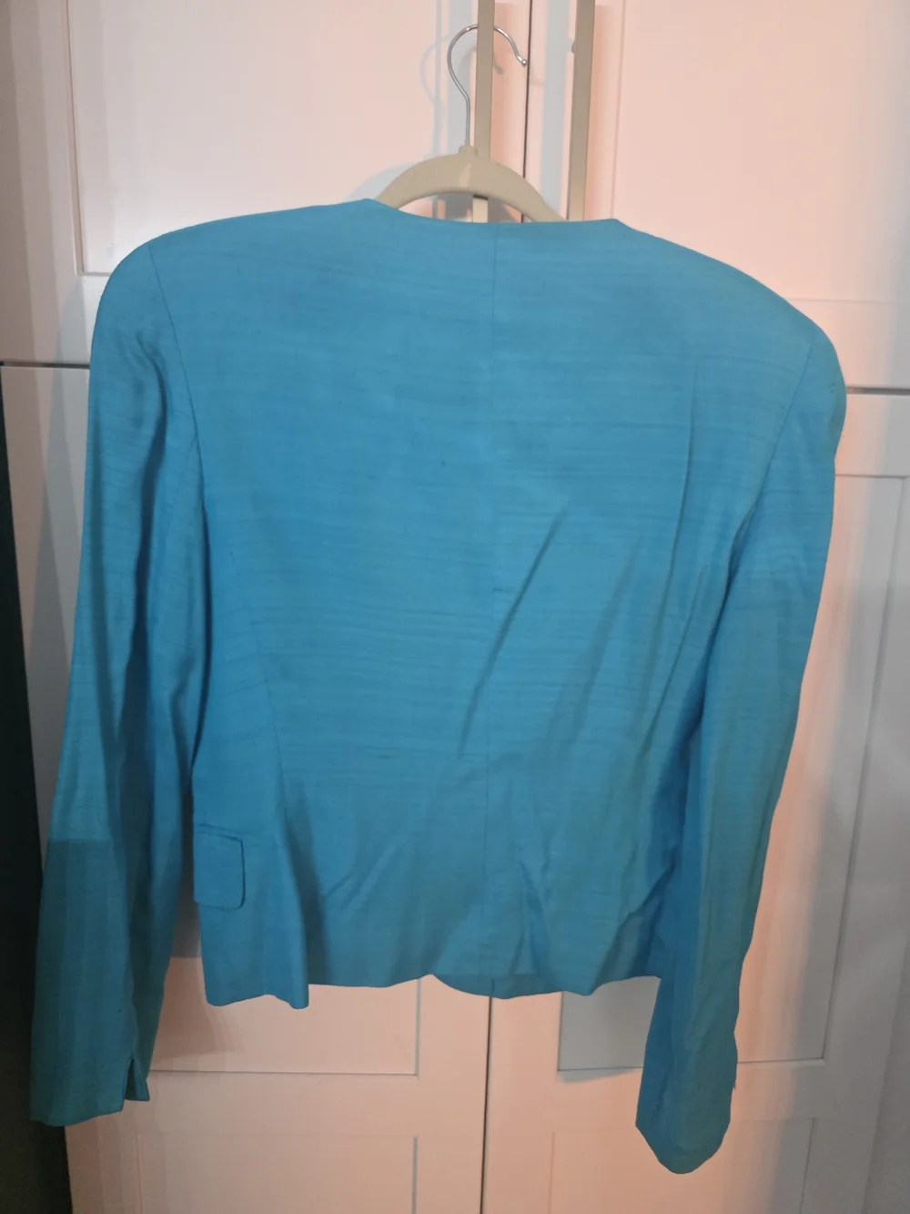 Vintage Christian Dior Women's Teal Collarless Jacket